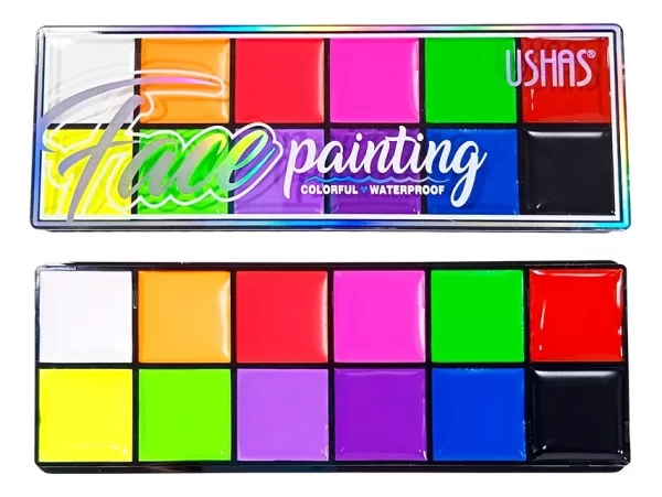 Paleta 12 Tonos Face Painting Pintura Facial Corporal Ushas - Imagen 3