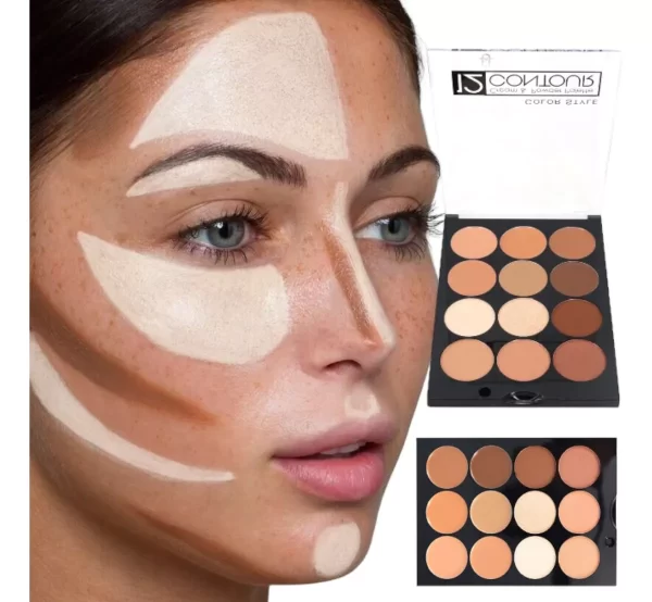 Paleta 12 Tonos Corrector Contorno Bronzer Iluminador (Crema y Polvo) Color Style - Imagen 2