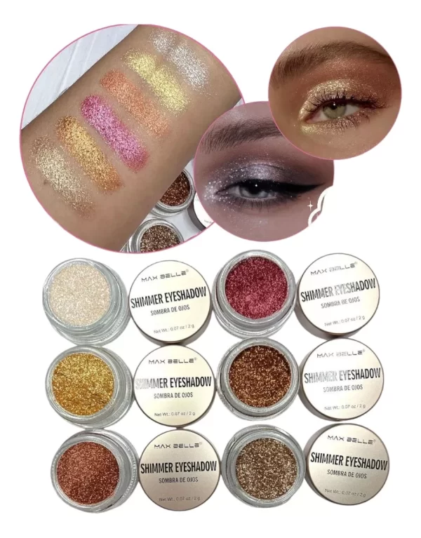 Sombra Ojos Polvo Extra Brillante Shimmer Maquillaje MaxBelle - Imagen 2