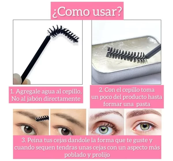 Jabón Gel Fijador De Cejas Larga Duración Ushas - Imagen 2