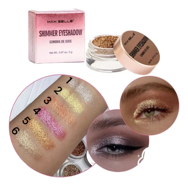 Sombra Ojos Polvo Extra Brillante Shimmer Maquillaje MaxBelle