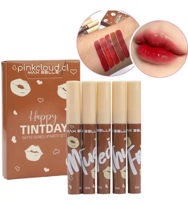 Set 5 Labial Liquido Matte Happy Tintday Max Belle