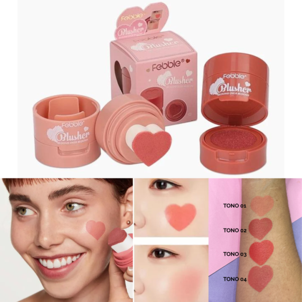 Rubor En Crema Sello Corazón Blush Maquillaje Febble