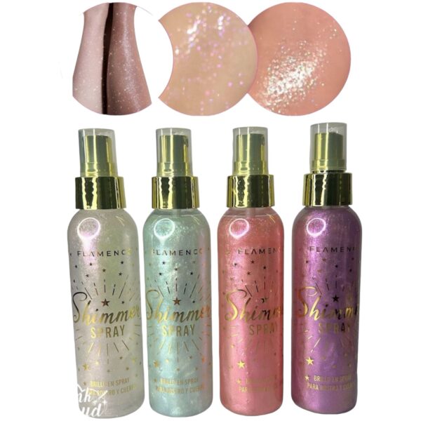 Spray Iluminador Corporal Con Destellos Glitter Holografico Flamenco