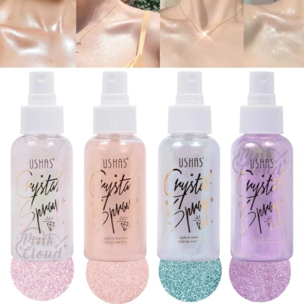 Spray Iluminador Corporal Con Destellos Glitter Holografico Flamenco