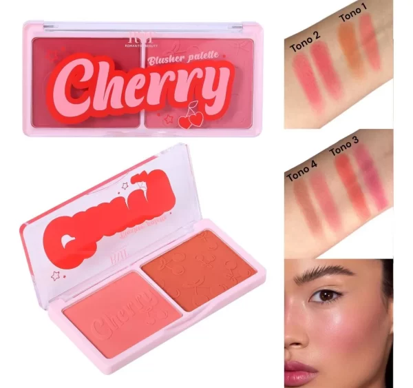 Paleta Rubor 2 Tonos Alta Pigmentación Blush Cherry Romantic Beauty