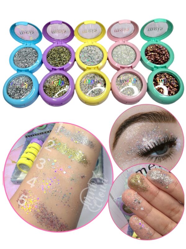 Pack 5 Sombra Glitter Prensada Meis