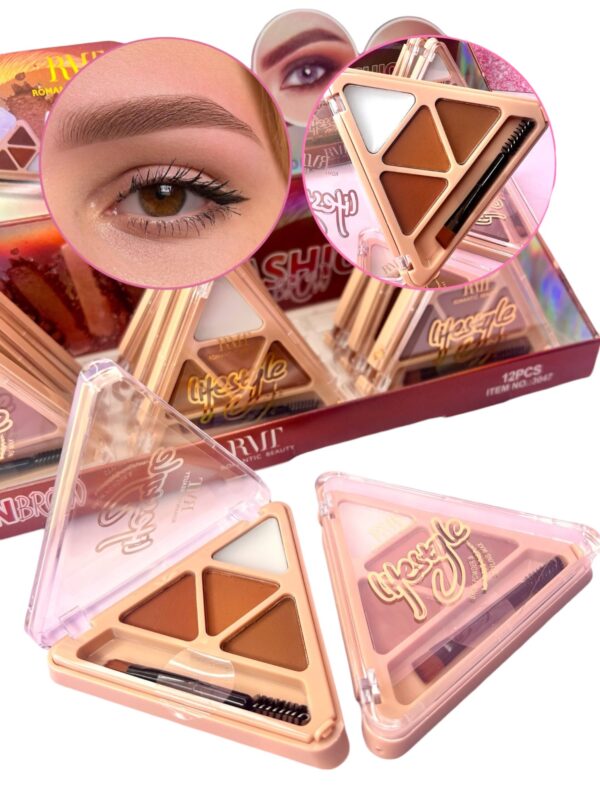 Paleta Cejas 3 Sombras + Cera y Pincel Doble Romantic Beauty Makeup