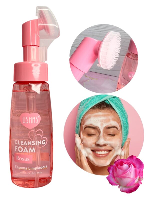 Limpiador Facial Espuma Con Cepillo Ushas Rosas