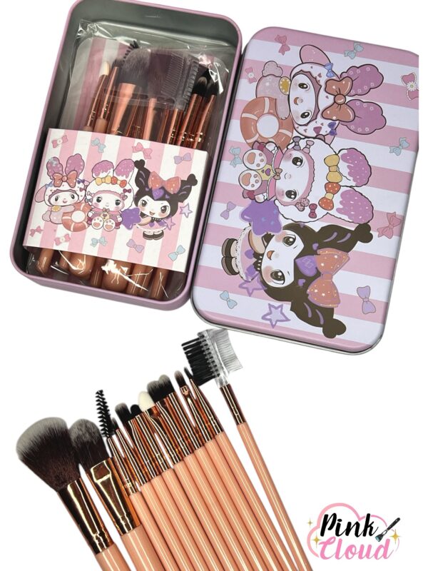 Set 12 Brochas Maquillaje- Sanrio Caja Metálica