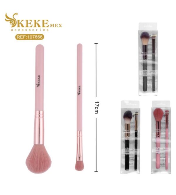 Set 2 Brochas Multifuncional Polvo Rubor Sombras Maquillaje Keke - Imagen 2