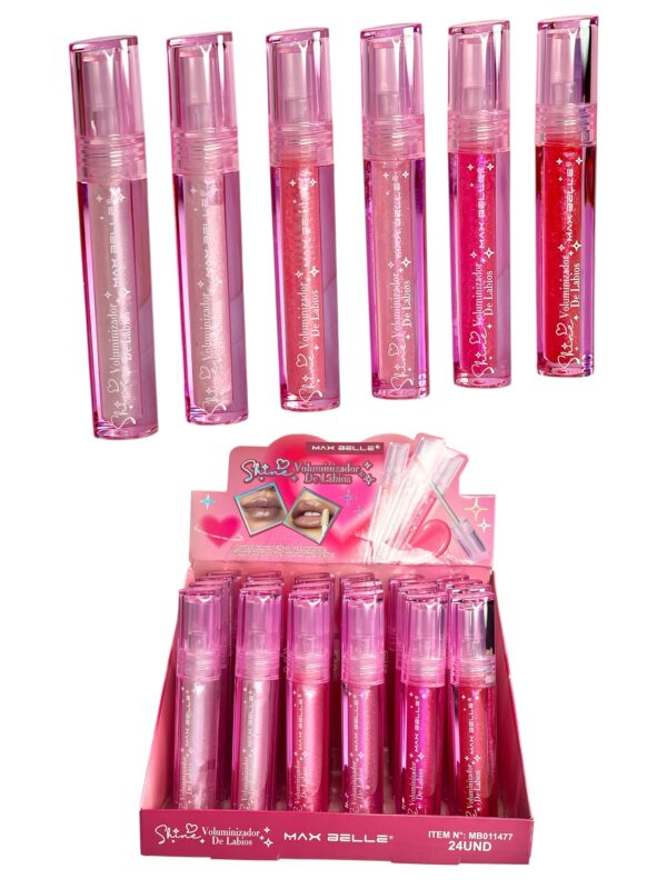 Brillo Labial Con Glitter Efecto Plump Voluminizador Max Belle - Imagen 9