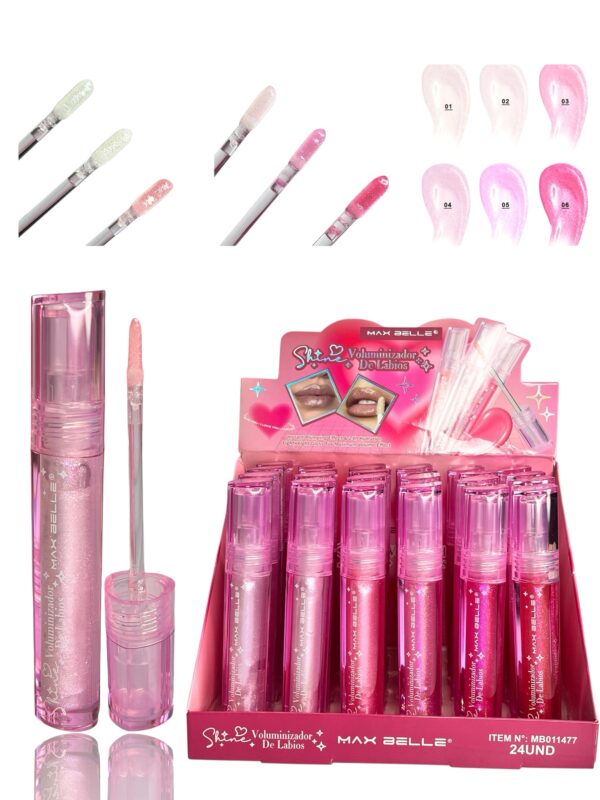 Brillo Labial Con Glitter Efecto Plump Voluminizador Max Belle - Imagen 11